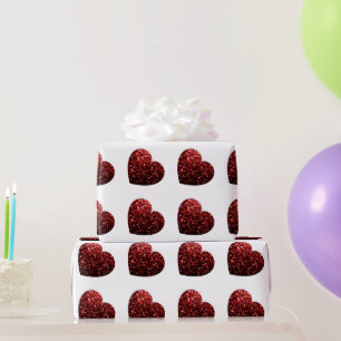 Glamour Red Glitter sparkles Heart pattern Wrapping Paper