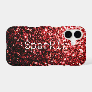 Glamour Red Glitter sparkles Personalize