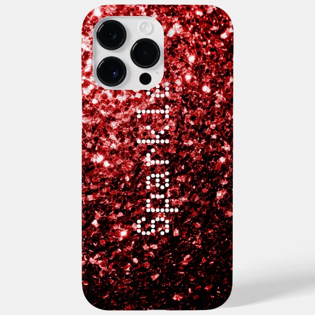 Glamour Red Glitter sparkles Personalize Case-Mate iPhone Case (Back)