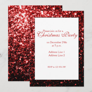 Glamour Red sparkles Christmas Party Invitation