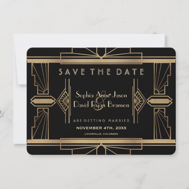 Glamour Roaring 20's Great Save the Date (Devant)