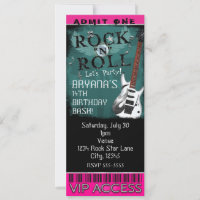 Glamour Rock N Roll Star Birthday Ticket VIP Party