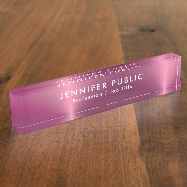 Glamour Rose Gold Name Text Template Elegant Nameplate (Side)
