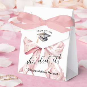 Glamour Rosegold Bow Graduation Favor Box
