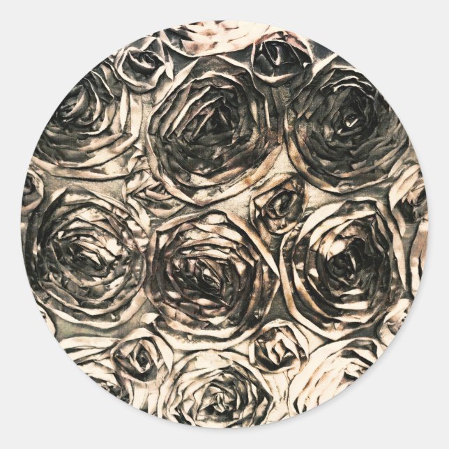 Glamour Roses Gold Bronze Rustic Floral Glam Classic Round Sticker (Front)