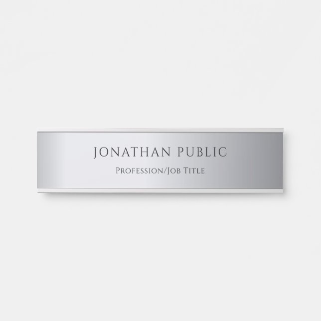 Glamour Silver Professional Modern Elegant Trendy Door Sign (Front)