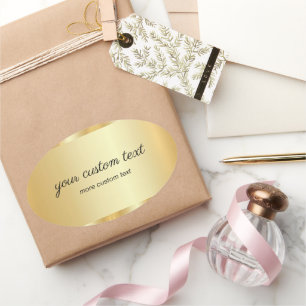Glamour Template Gold Calligraphy Your Custom Text Oval Sticker