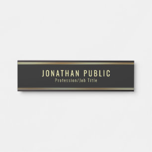 Glamour Template Modern Black And Gold Elegant Door Sign