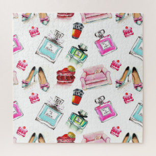Glamour Watercolor: Fashion Seamless Pattern Jigsaw Puzzle