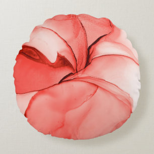 Glamour Watercolor. Pastel Bright Effect. Pink Sop Round Pillow