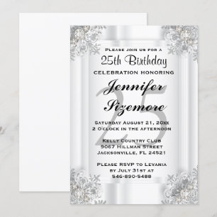 Glamourous 00th Birthday Design in White Invitation