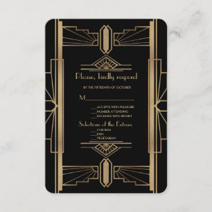 Glamourous 1920's Great Gatsby 1920s Wedding RSVP Card