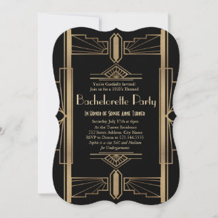 Glamourous 1920s Great Gatsby Bachelorette Party Invitation
