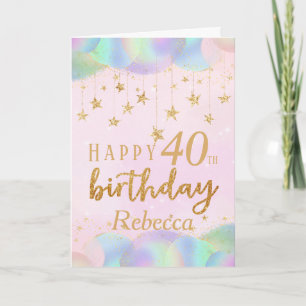 Glamourous 40th Birthday Gold Glitter Card