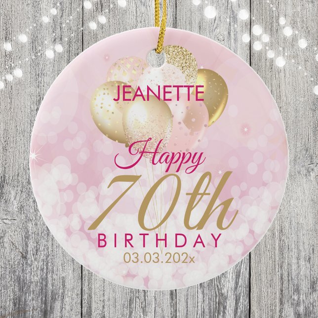 Glamourous 70th Birthday Balloon Ceramic Ornament (Creator Uploaded)