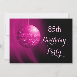 Glamourous 85th Birthday Hot Pink Party Disco Ball Invitation