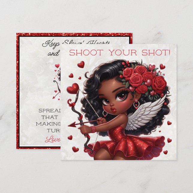 Glamourous African American Cupid Valentine's Day  (Front/Back)