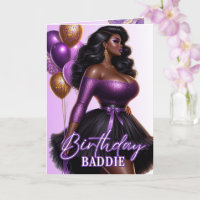 Glamourous African American Woman Purple Birthday