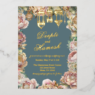 Glamourous Arabian Nights Blue Floral Wedding