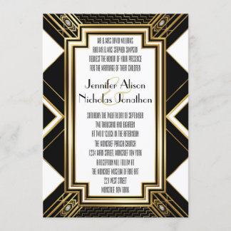 Glamourous Art Deco Geometric Wedding Invitation