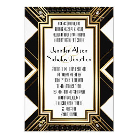 Glamourous Art Deco Geometric Wedding Invitation