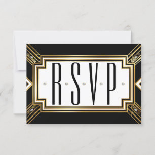 Glamourous Art Deco Geometric Wedding RSVP Card