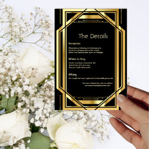 Glamourous Art Deco Gold Black Vintage Details Car Invitation