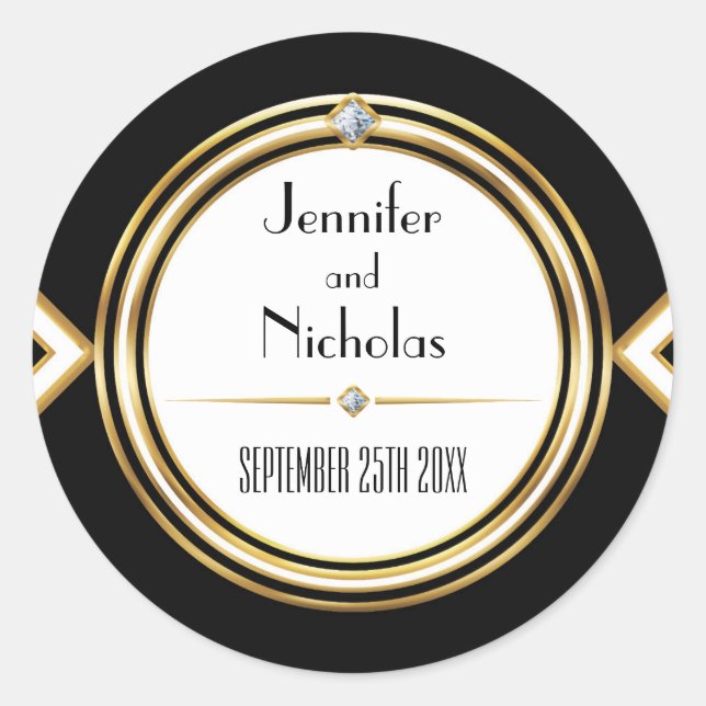 Glamourous ArtDeco Geometric Wedding Envelope Seal (Front)