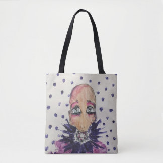 Glamourous baby in violet tote bag
