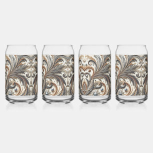 Glamourous Baroque Design with Glitter & Gemstones Can Glass