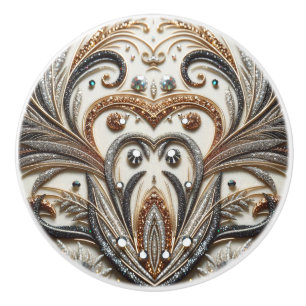 Glamourous Baroque Design with Glitter & Gemstones Ceramic Knob