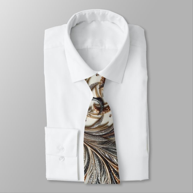 Glamourous Baroque Design with Glitter & Gemstones Tie (Tied)