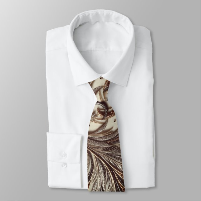 Glamourous Baroque Design with Glitter & Gemstones Tie (Tied)