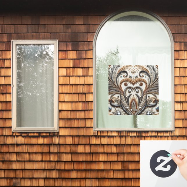 Glamourous Baroque Design with Glitter & Gemstones Window Cling (Home Window)