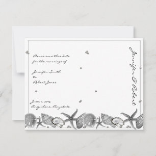 Glamourous Beach in Silver Save the Date Card