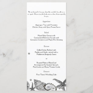 Glamourous Beach in Silver Wedding Menu