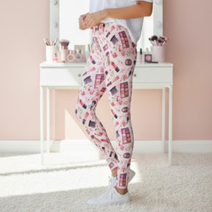 Glamourous Beauty Artist Inspired Makeup Pattern Leggings