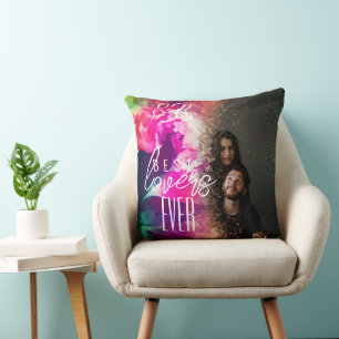 Glamourous Best Lovers Ever Floral Overlay Photo Throw Pillow