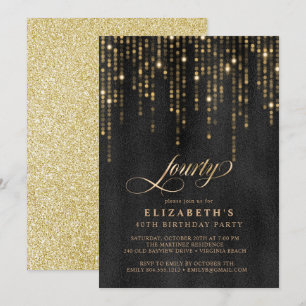 Glamourous Black and Gold Birthday Party Invitation