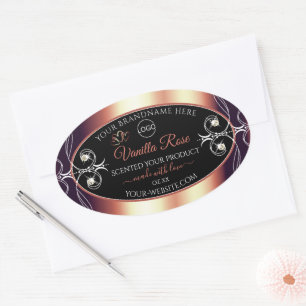 Glamourous Black and Rose Brown Logo Product Label