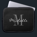Glamourous black and white monogram laptop sleeves<br><div class="desc">Glamourous black and white monogram laptop sleeves. Elegant script typography design with monogrammed initial letter. Classy template for men women and kids. Custom computer accessories with luxurious logo. Cute Birthday gift idea for mom, dad, son, daughter, co worker, employee, boss etc. Pretty covers available in different sizes; 10 13 and...</div>