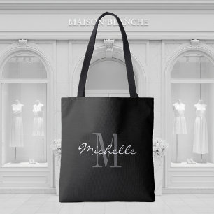 Glamourous black and white monogram tote bag