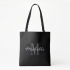 Glamourous black and white monogram tote bag