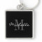 Glamourous black and white name monogram keychain