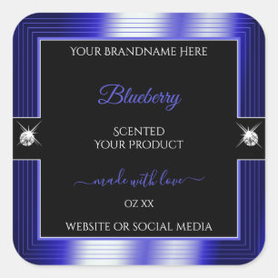 Glamourous Black Blue Shiny Brilliant Product Labe Square Sticker