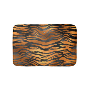 Glamourous Black Brown Tiger Stripes Animal Print Bath Mat