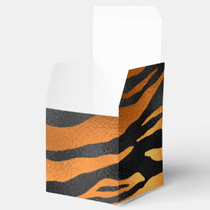 Glamourous Black Brown Tiger Stripes Animal Print Favor Box