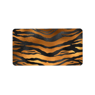 Glamourous Black Brown Tiger Stripes Animal Print Label