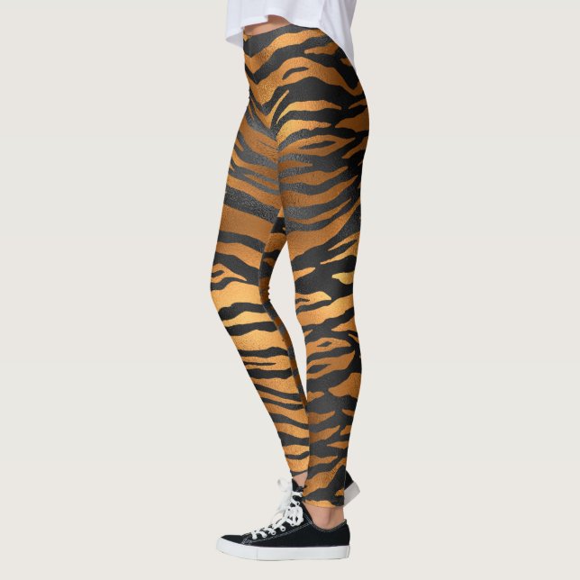 Glamourous Black Brown Tiger Stripes Animal Print Leggings (Left)