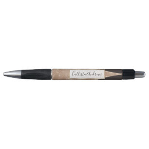 Glamourous Black Gold Glitter Curved Triangle Geo Pen